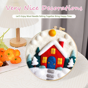 CHENISTORY Adulto DIY Aguja de lana Juego de <span class=keywords><strong>pintura</strong></span> Paisaje creativo Casa de nieve <span class=keywords><strong>con</strong></span> figura Impresión digital en lienzo Base de soporte - Product Image 5