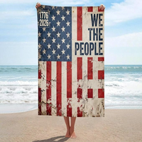 Serviette de plage absorbante patriotique personnalisée Aigle Américain 250e anniversaire 1776-2026 pour l'été