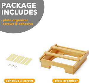 Grosir Dispenser piring kertas 10 inci bambu, dudukan piring bambu di bawah lemari, tempat Dispenser piring vertikal di meja dapur - Product Image 6