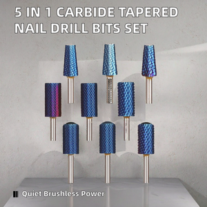 Juego de brocas de carburo para uñas con corte transversal para limpieza de cutículas, con motor sin escobillas, diamante, Tornado, barril cónico y para limado de carburo de tungsteno - Product Image 2