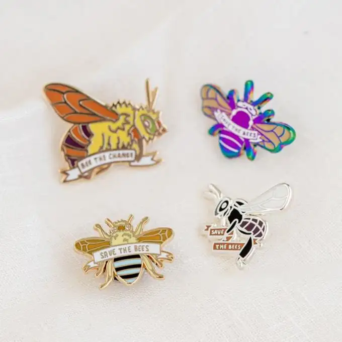 Factory custom bee enamel pins cute lapel pins manufacture enamel pin no minimum