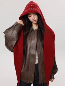 Écharpe en jacquard tricotée 2 en 1, <span class=keywords><strong>bonnet</strong></span> slouchy avec rabat d'<span class=keywords><strong>oreille</strong></span>, <span class=keywords><strong>bonnet</strong></span> baggy slouch, <span class=keywords><strong>bonnet</strong></span> de ski pour l'hiver froid - Product Image 3