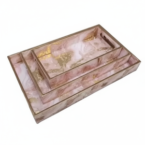 Plateau de service empilable au design créatif, imprimé en émail, pour la décoration de la maison, le petit-déjeuner, le ramadan - Product Image 1