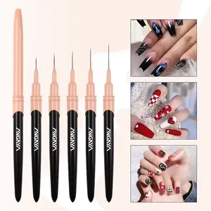 2024 Custom Logo OEM Rose Gold Manicure Art Pure Kolinsky Hair Gel Brushes Synthetic Linework Detail Brush Nail Liner Brush