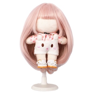Las más populares pelucas de muñeca de pelo liso y sedoso resistente de 20cm de color <span class=keywords><strong>rosa</strong></span> dulce para muñeca americana de 33-36cm - Product Image 4
