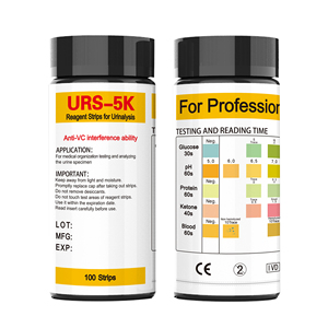 Tiras Reactivas de Orina URS <span class=keywords><strong>5</strong></span> en 1, <span class=keywords><strong>5</strong></span> Parámetros de Prueba: <span class=keywords><strong>UTI</strong></span>, Proteínas, Leucocitos, Nitritos, PH, Cetosis, 100 Unidades - Product Image 2