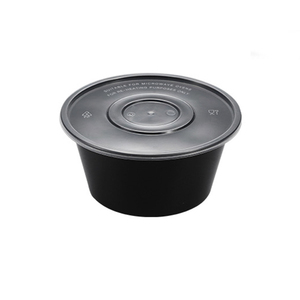 458ml Black round pp plastic meal prep Bowls for salad vegan soup disposable plastic bowl with lid microwave packing cup bowl