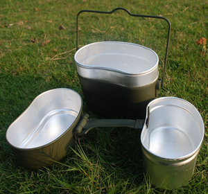 Multi Function 3 in 1 Light Weighted Green Heated Aluminium Bento Camping Lunch Box With Handle