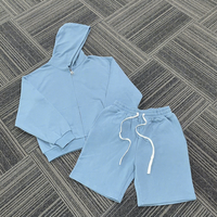 Ensemble de survêtements unisexes MS544 avec logo personnalisé, fermeture éclair, broderie en tissu éponge, patch, survêtement oversize, short et pantalon