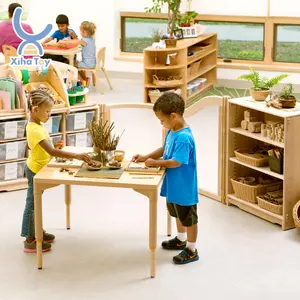 Furnitur Montessori Modern, furnitur pendidikan dini kayu Creche anak-anak prasekolah furnitur untuk sekolah taman kanak-kanak