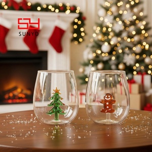 <span class=keywords><strong>Copa</strong></span> de Vino sin Tallo de 450 ml, Hecha a Mano, Reutilizable, Personalizada, de Vidrio de Borosilicato, Decoración Navideña para Árbol de Navidad, para Jugo - Product Image 4