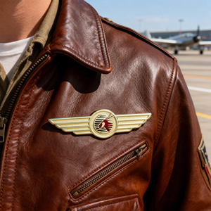 Золотистый металлический значок Deft с логотипом на заказ - Product Image 3