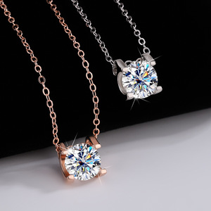 SPJ Collier pendentif Moissanite rond 1carat pour femme S925 Bijoux de mode en argent avec <span class=keywords><strong>prix</strong></span> de gros Cadeau - Product Image 4