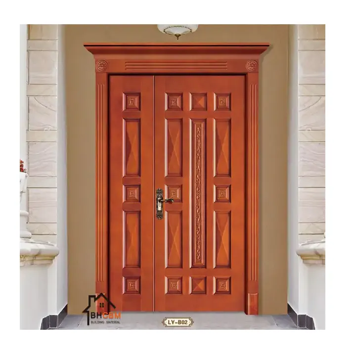 Automatic China Top Supplier Hot Sales Modern Simple Style Entrance Pivot Wood Door