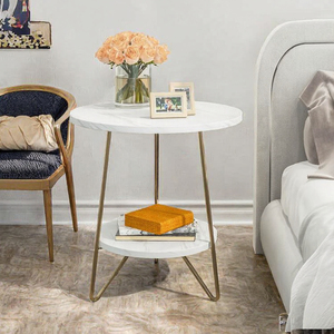 Mesa de Centro Moderna y Ecológica con Tapa de Mármol, Patas de Metal y Estante de Almacenamiento para Muebles de Sala - Product Image 3