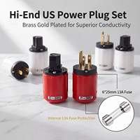 Conector de Alimentación CA de 3 Pines XSSH HIFI, Latón Chapado en Oro Rodio, 15A con Fusible, Conector Eléctrico con Orificio para Cable de 6.5 a 17mm