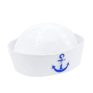 Oggetti di scena personalizzati con risvolto bianco blu capitani cappelli da marinaio berretto - Product Image 5