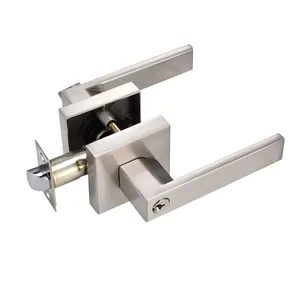 Mortised Square Shaped Keys Brass Aluminium Interior Bathroom Bedroom Door Lock Handle