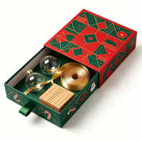 Boîte cadeau de Noël personnalisée, boîte coulissante en papier pliable rouge et verte imprimée pour l'emballage de cadeaux de Noël