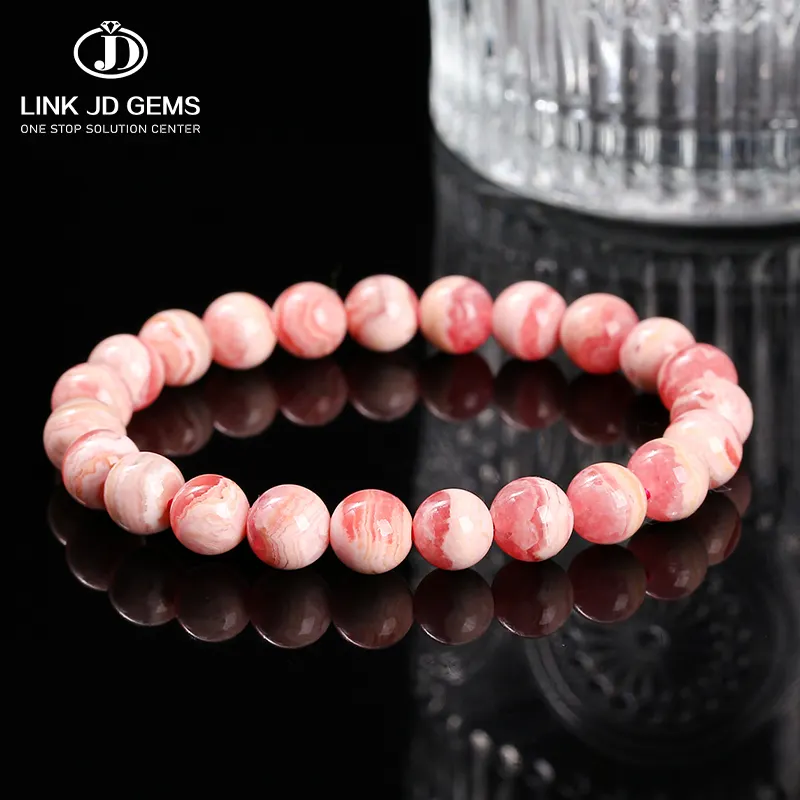 Jd Edelstenen Vrouwen Houden Van Energie Genezing Dialogiet Edelsteen Armband Sieraden 3a Natuurlijke Rode Ader Kraal Rhodochrosite Ronde Kralen Armband