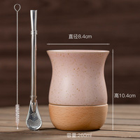 Gobelet en céramique et en bois pour yerba mate de 260 ml