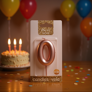 Bougie d'anniversaire numéro 0 rose gold 6cm pour décorations de fête - Product Image 2