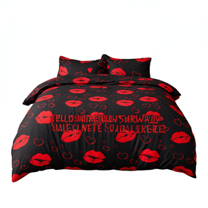 Juego de Ropa de Cama Midnight Kiss Negro 2069, Juego de Ropa de Cama de Algodón Oscuro de Lujo, Textil de Dormitorio Suave y Elegante, Proveedor OEM - Product Image 2