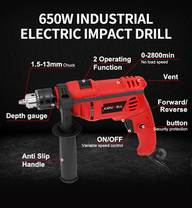 KAFUWELL PA5348 Taladro <span class=keywords><strong>Percutor</strong></span> Eléctrico Profesional Industrial de 2800 rpm, Juego de Taladros de Impacto con Batería Recargable de 650 W - Product Image 3