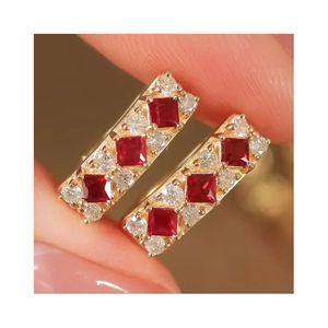 Pendientes de Rubí con Diamantes de 0.36ct y Rubí Natural de 0.55ct, Joyería Fina Xinfly, Nueva Llegada - Product Image 1