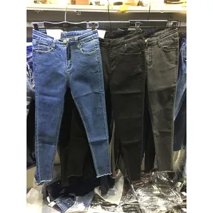 Xuất Khẩu Chất Lượng Denim Jeans Hàng May Mặc Lô Hàng Cổ Phiếu/Lô Hàng Hủy Bỏ Ladies Mix Color Jeggings
