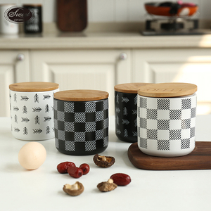 Barattolo in Ceramica SWT con Coperchio in Bambù, Contenitore Sigillato per Alimenti, Caffè e Tè, Organizzatore da Cucina con Design 'Coffee/Love' - Product Image 2