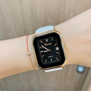 New square watch, women's stylish leather strap, calendar quartz <b>wristwatch</b> - Product Image 3