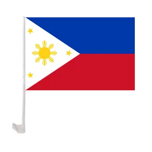 12x 18英寸聚酯印花定制菲律宾车窗旗帜，带支架