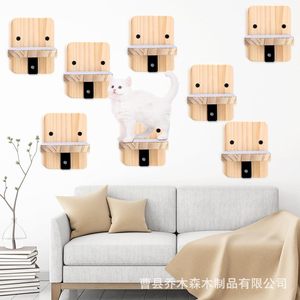 Escalera de pared de madera para gatos con rascador para gatos medianos, diseño antideslizante, mesa de descanso para mascotas en casa - Product Image 1