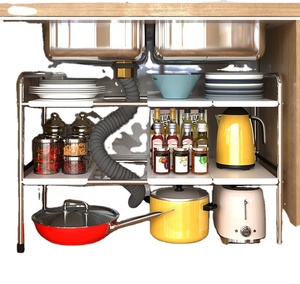 Multifunctional cabinet Holder Rack Shelf Organizer with hooks Under Sink Shelf Organizer for Kitchen