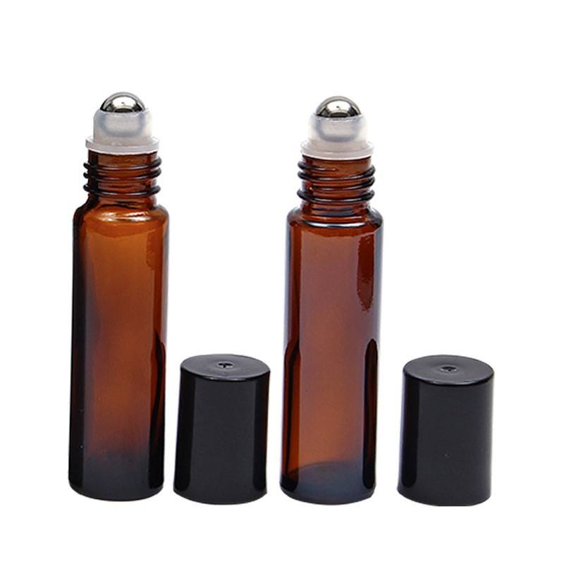 ขวดสีอำพันพร้อมฝาสีดำ