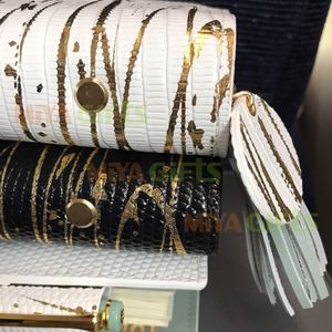 Housse dorée en cuir PU personnalisée, couture, à 6 anneaux, pour journal intime avec poche intérieure, <span class=keywords><strong>couverture</strong></span> pour planificateur en lézard, 1 pièce - Product Image 5