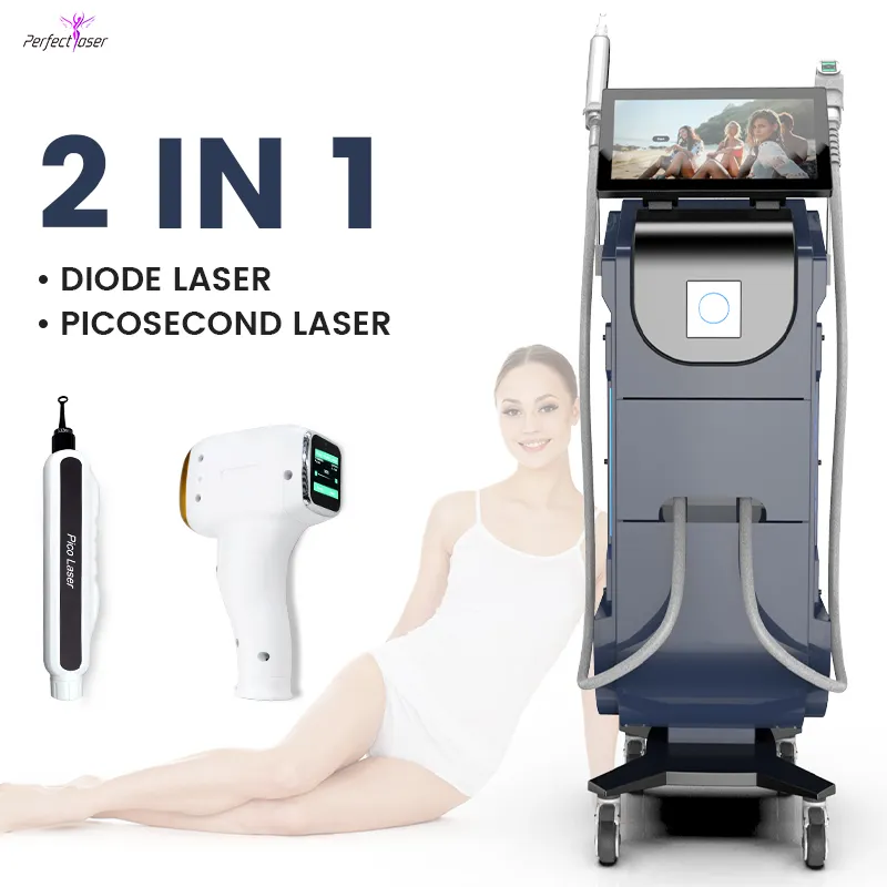 Multifunctionele Verticale Yag Laser Nd 808nm Diode Ontharing Tattoo Laser Picoseconde Machine