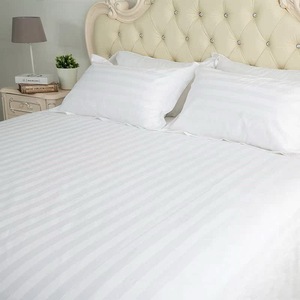 Hiện Đại Sọc Trắng Hữu Cơ Thân Thiện Với Môi 240tc Tất Cả Các Mùa Khách Sạn Linen 4-Mảnh Bông Bộ Đồ Giường Đặt Mềm Mại Thoáng Khí Giường - Product Image 1