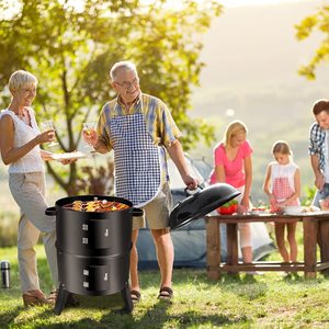 Công Suất Lớn Hút Thuốc Thùng Cho Hút Thuốc Nướng Nấu Nướng Thịt Nướng Người Hút Thuốc Với Nhiệt Kế 3 Trong 1 Không Khói BBQ Than Nướng - Product Image 6