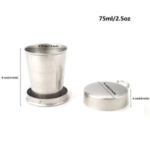 Stainless Steel Telescopic Folding Cup 2.5oz Collapsible Portable Travel Wash Cup For Outdoor Use - Product Image 4