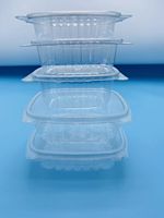 Boîte d'emballage de salade en plastique, conteneur rectangulaire transparent à charnière, vente en gros