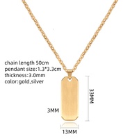 Collier pendentif géométrique en acier inoxydable vierge à découpe diagonale, bijoux de couple, résistant à l'eau, compatible gravure laser sous vide