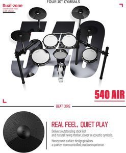AKLOT Elektronisches Schlagzeug-Set: Kick-Tower mit 4 Dual-Zone Mesh-Pads, 8'' Tower-Style Kick Drum, 10'' Snare, 10'' Cymbals, Choke-Funktion, 360 Sounds - Product Image 6