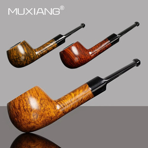Muxiang Wooden Tobacco Pipe Straight 3mm Filter Handmade Solid Briarwood Smoking Pipe - Product Image 1