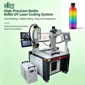 Máquina de Marcado Láser para Procesamiento de Productos Embotellados con Sistema de Control de Doble Cabezal Láser UV Integrado y Enfriador de Agua - Product Image 1
