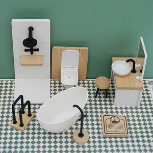 Miniatur Mini mebel rumah boneka aksesori kamar mandi kamar mandi mini rak menara bak tangan skala berat