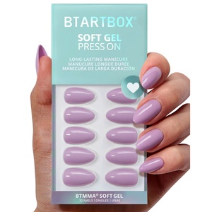 BTARTBOX Faux Ongles Réutilisables en Gel Souple, Courts, Forme Amande, Faits Main, Violet Uni, à Presser, Vente en Gros - Product Image 1