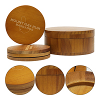 Ensemble de 3 sous-verres ronds en bois massif avec boîte en bois, ensemble cadeau, sous-verres pour table, décoration de bar à domicile, taille personnalisée