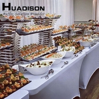 Équipement de Buffet Huadison en Acier Inoxydable Martelée, Ensemble de Présentoirs à Gâteaux Réhausseurs de Buffet, Présentoir Alimentaire de Luxe pour Buffet